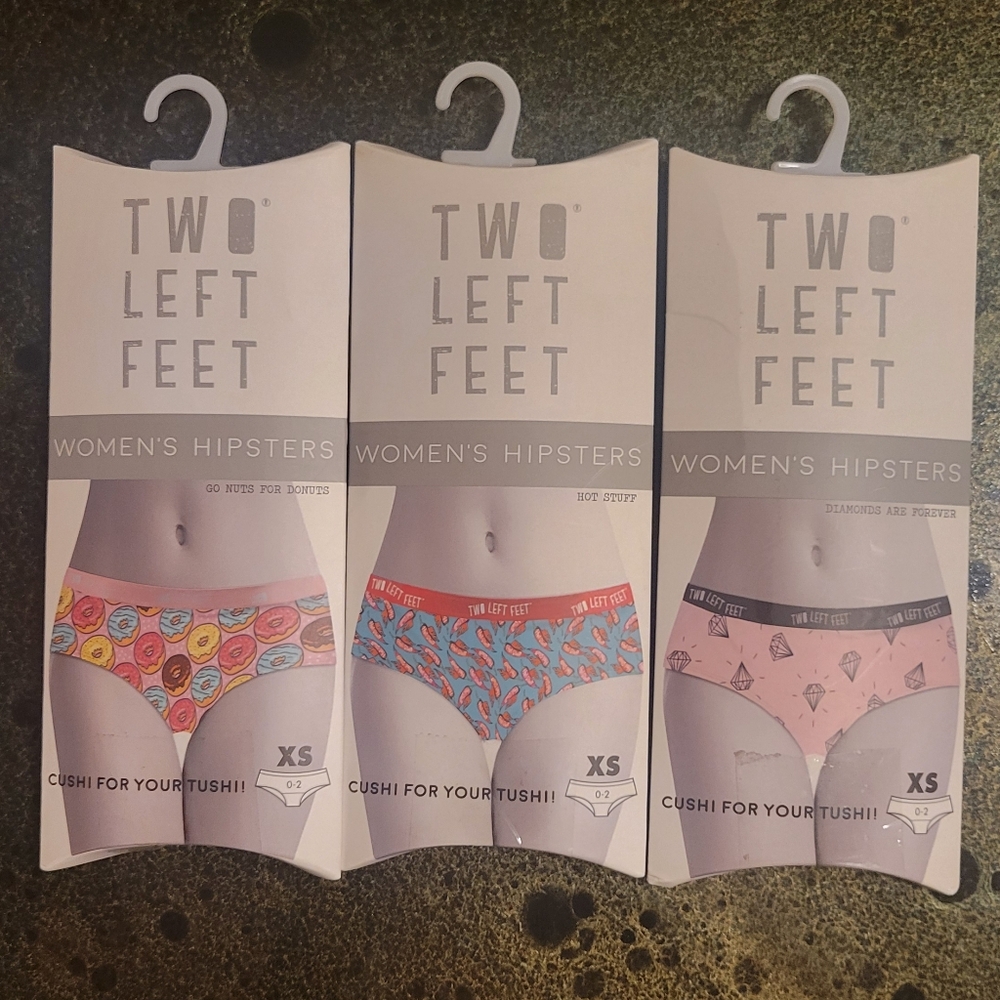 Two Left Feet Women's Hipsters - Colorful Patterns Size XS 0-2 Bundle Of 3 New
